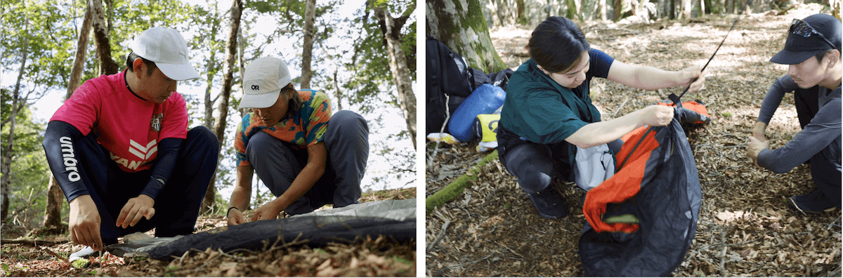 Pitching a tent