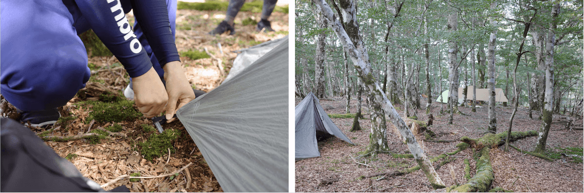 Pitching a tent