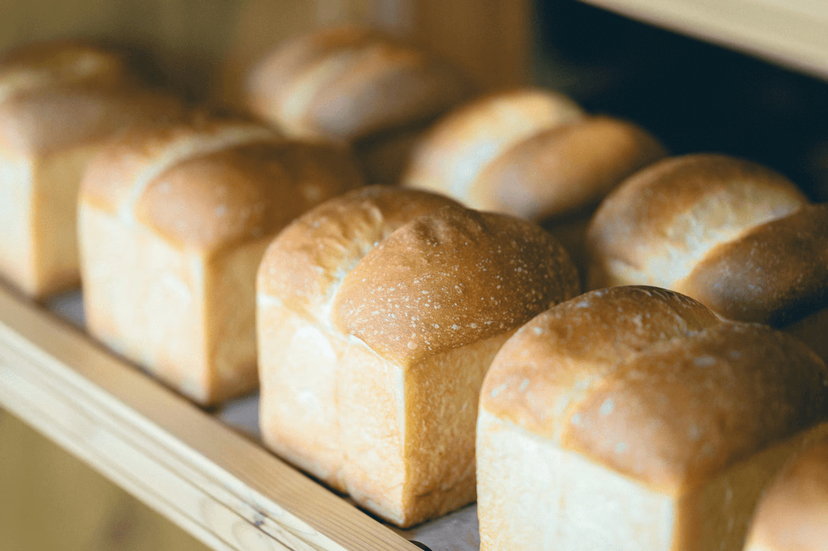 Bread on display in store