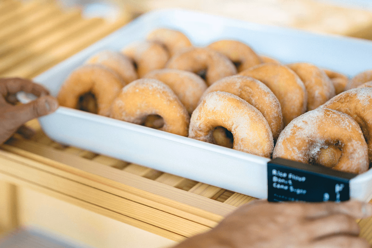 Donuts on display at the store