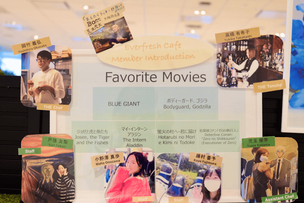 Staff introduction board in the store
