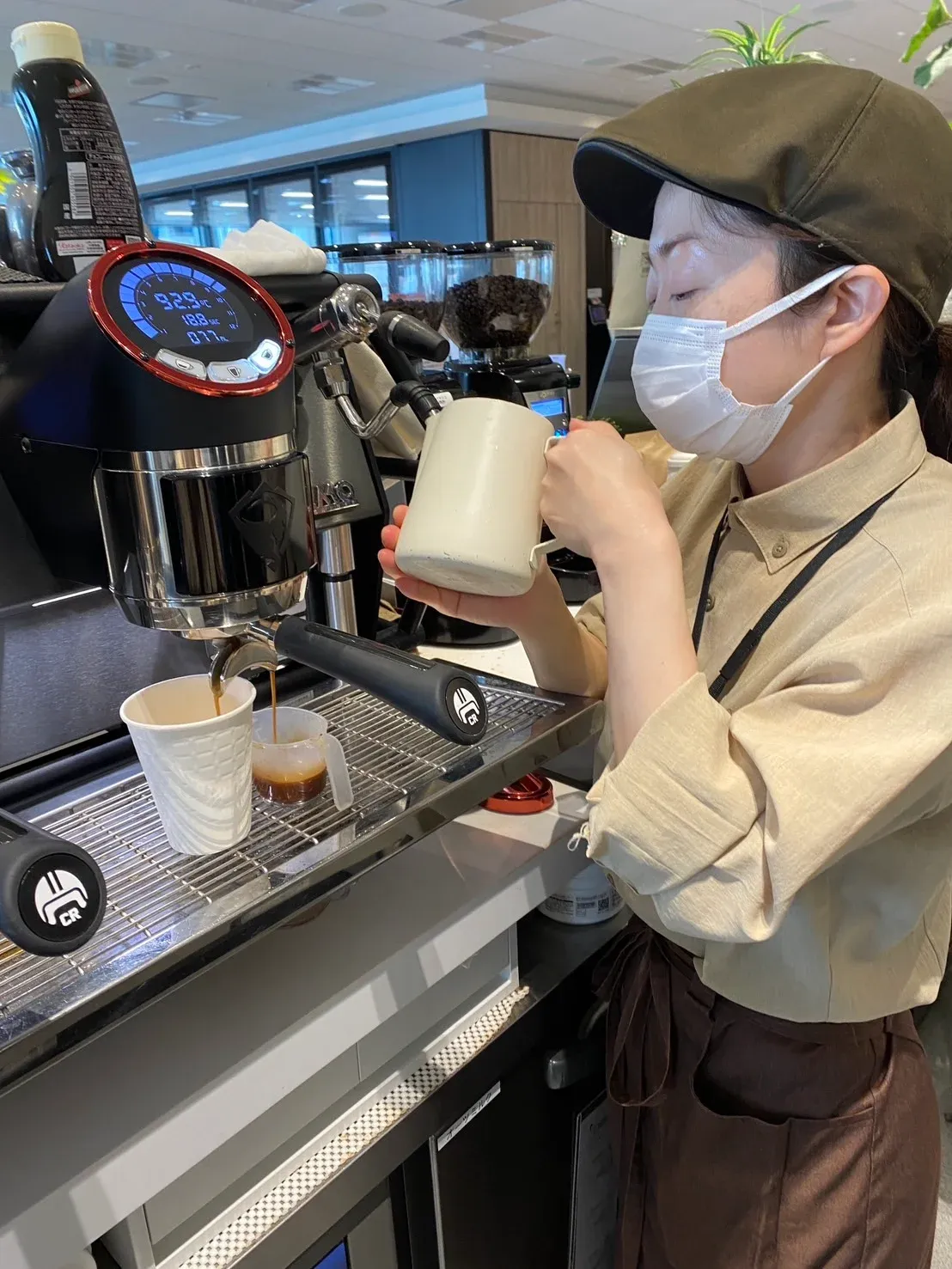 A photo of Mr. Tobari making coffee.